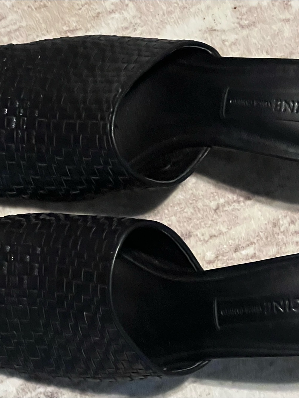 Vince Camuto Black Woven Slide Mules Sz 8.5